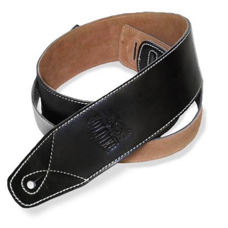 SANGLE CUIR LISSE MOTIF SURPIQURE - NOIR - GL01501 - SOLDIER®
