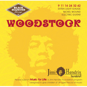 CORDES - ELECTRIC JIMI HENDRIX - WOODSTOCK - EXTRA-LIGHT 09/42 - NJH0942N - BLACK DIAMOND®