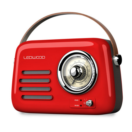 ENCEINTE BLUETOOTH PORTABLE RETRO ALMA 5W + RADIO FM - ROUGE - LEDWOOD