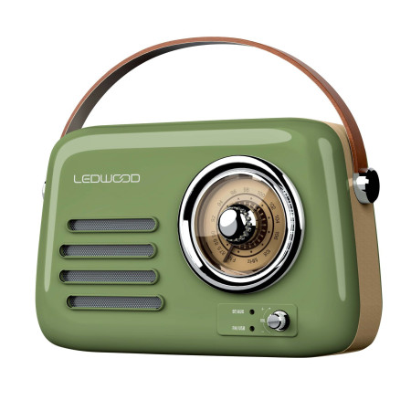 ENCEINTE BLUETOOTH PORTABLE RETRO ALMA 5W + RADIO FM - VERT - LEDWOOD