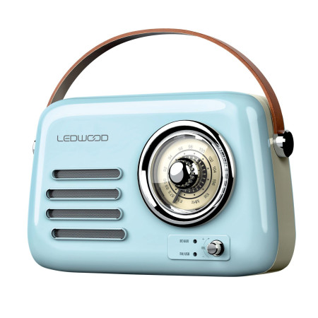 ENCEINTE BLUETOOTH PORTABLE RETRO ALMA 5W + RADIO FM - BLEU - LEDWOOD