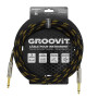 CABLE JACK 6.35 D/D - 3M - NYLON TRESSÉ NOIR & OR - GROCABLE007 - GROOVIT®
