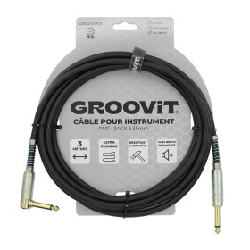 CABLE JACK 6.35 D/C - 3M - OD7.4MM - PVC BLACK - GROCABLE011 - GROOVIT®