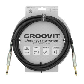 CABLE JACK 6.35 D/D - 3M - OD7.4MM - PVC BLACK - GROCABLE012 - GROOVIT®