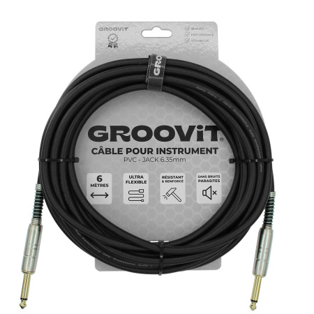 CABLE JACK 6.35 D/D - 6M - D7MM - PVC BLACK - GROCABLE013 - GROOVIT®