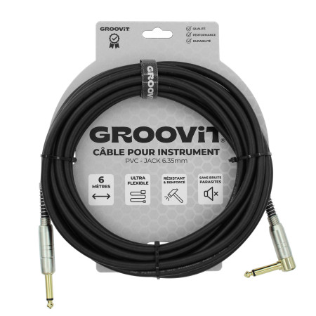 CABLE JACK 6.35 D/C - 6M - OD7.4MM - PVC BLACK - GROCABLE014 - GROOVIT®