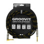 CABLE JACK 6.35 D/C - 6M - NYLON TRESSÉ NOIR & OR - GROCABLE018 - GROOVIT®