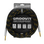CABLE JACK 6.35 D/D - 6M - NYLON TRESSÉ NOIR & OR - GROCABLE017 - GROOVIT®
