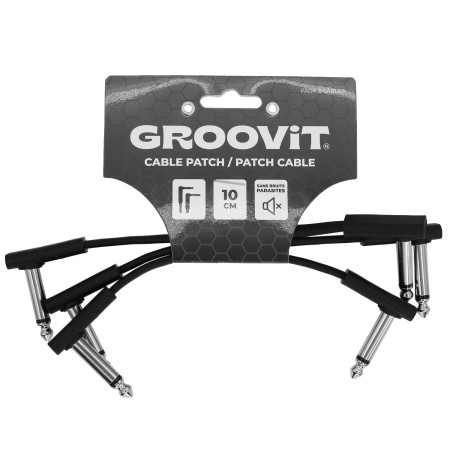 PACK 3 CABLES PATCH PLAT 6.35 - C/C - 10CM - PVC - GROPATCH001 - GROOVIT®