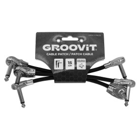 PACK 3 CABLES PATCH RONDS 6.35 - C/C - JACK SILVER - 15CM - PVC - GROPATCH002 - GROOVIT®