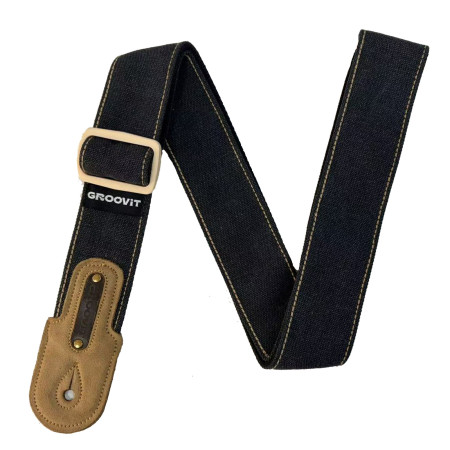 SANGLE PREMIUM JEAN TISSÉ - COAL BLACK - GROSTRAP024 - GROOVIT®