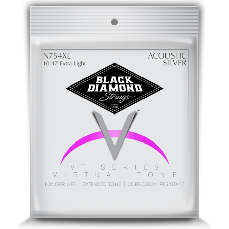 CORDES - ACOUSTIC SILVERPLATED 2% - EXTRA LIGHT 10/47 - N754XL - BLACK DIAMOND®