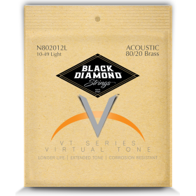 CORDES - 12 STRINGS ACOUSTIC NATURAL BRASS 80/20 - LIGHT 10/49 - N802012L - BLACK DIAMOND® - H4 MUSIC
