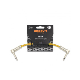 CABLE PATCH JACK 6.35 D/D - 15CM - NYLON TRESSÉ JAUNE - GROCABLE0012 - GROOVIT® - H4 MUSIC**