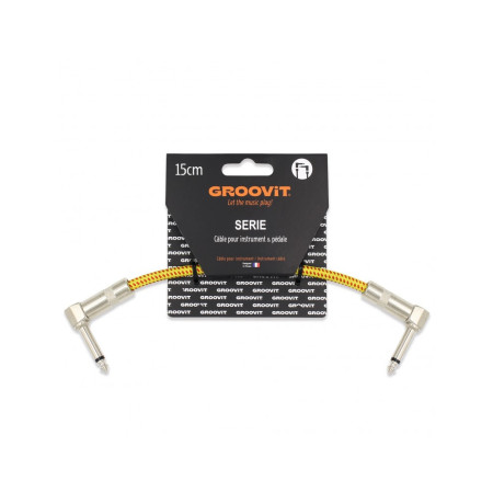 CABLE PATCH JACK 6.35 D/D - 15CM - NYLON TRESSÉ JAUNE - GROCABLE0012 - GROOVIT® - H4 MUSIC**