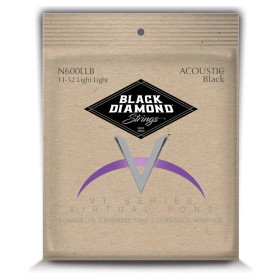 CORDES - ACOUSTIC PHOSPHORE BRONZE 92/8 BLACK COATED -  LIGHT LIGHT 11/52 - N600LLB - BLACK DIAMOND® - H4 MUSIC**