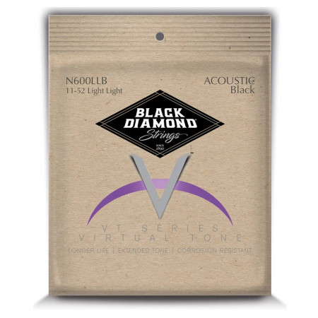 CORDES - ACOUSTIC PHOSPHORE BRONZE 92/8 BLACK COATED -  LL 11/52 - N600LLB - BLACK DIAMOND® - H4 MUSIC**