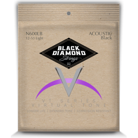 CORDES - ACOUSTIC PHOSPHORE BRONZE 92/8 BLACK COATED - L 12/53 - N600LB - BLACK DIAMOND® - H4 MUSIC**