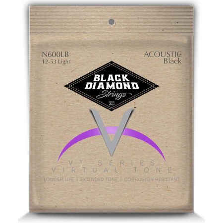 CORDES - ACOUSTIC PHOSPHORE BRONZE 92/8 BLACK COATED - L 12/53 - N600LB - BLACK DIAMOND® - H4 MUSIC**