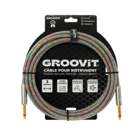 CABLE JACK 6.35 D/D - 3M - NYLON TRESSÉ DISCO - GROCABLE021 - GROOVIT®