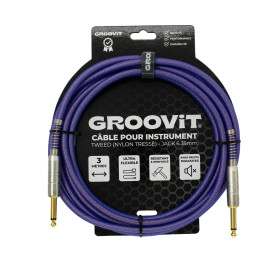 CABLE JACK 6.35 D/D - 3M - NYLON TRESSÉ VIOLET - GROCABLE023 - GROOVIT®