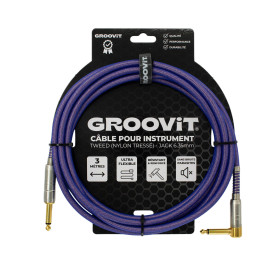 CABLE JACK 6.35 D/C - 3M - NYLON TRESSÉ VIOLET - GROCABLE024 - GROOVIT®