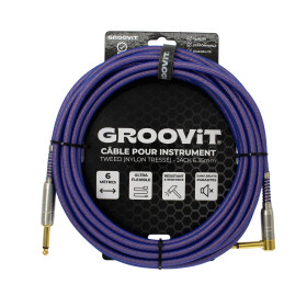 CABLE JACK 6.35 D/C - 6M - NYLON TRESSÉ VIOLET - GROCABLE026 - GROOVIT®