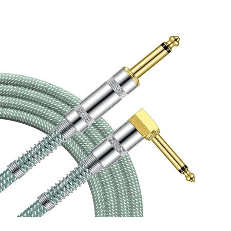 CABLE JACK 6.35 D/C - 3M - NYLON TRESSÉ BLEU CIEL - GROCABLE002 - GROOVIT®