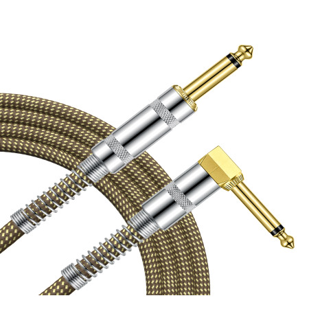 CABLE JACK 6.35 D/C - 3M - NYLON TRESSÉ MARRON - GROCABLE006 - GROOVIT®