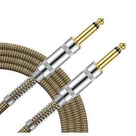 CABLE JACK 6.35 D/D - 3M - NYLON TRESSÉ MARRON - GROCABLE005 - GROOVIT®