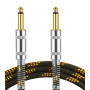 CABLE JACK 6.35 D/D - 3M - NYLON TRESSÉ NOIR & OR - GROCABLE007 - GROOVIT®