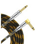 CABLE JACK 6.35 D/C - 3M - NYLON TRESSÉ NOIR & OR - GROCABLE008 - GROOVIT®
