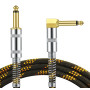 CABLE JACK 6.35 D/C - 3M - NYLON TRESSÉ NOIR & OR - GROCABLE008 - GROOVIT®