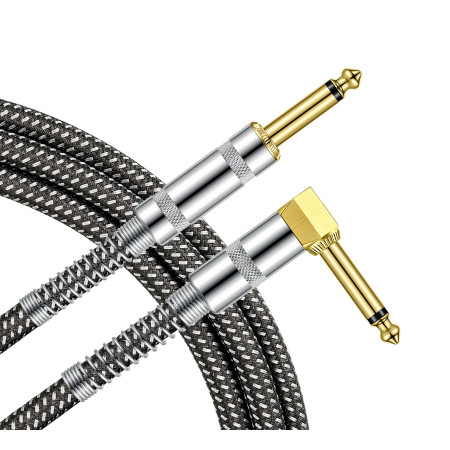 CABLE JACK 6.35 D/C - 3M - NYLON TRESSÉ GRIS - GROCABLE010 - GROOVIT®