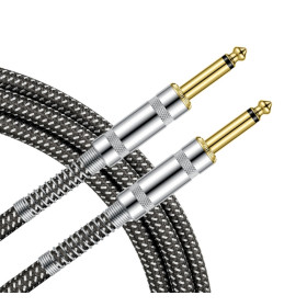 CABLE JACK 6.35 D/D - 3M - NYLON TRESSÉ GRIS - GROCABLE009 - GROOVIT®